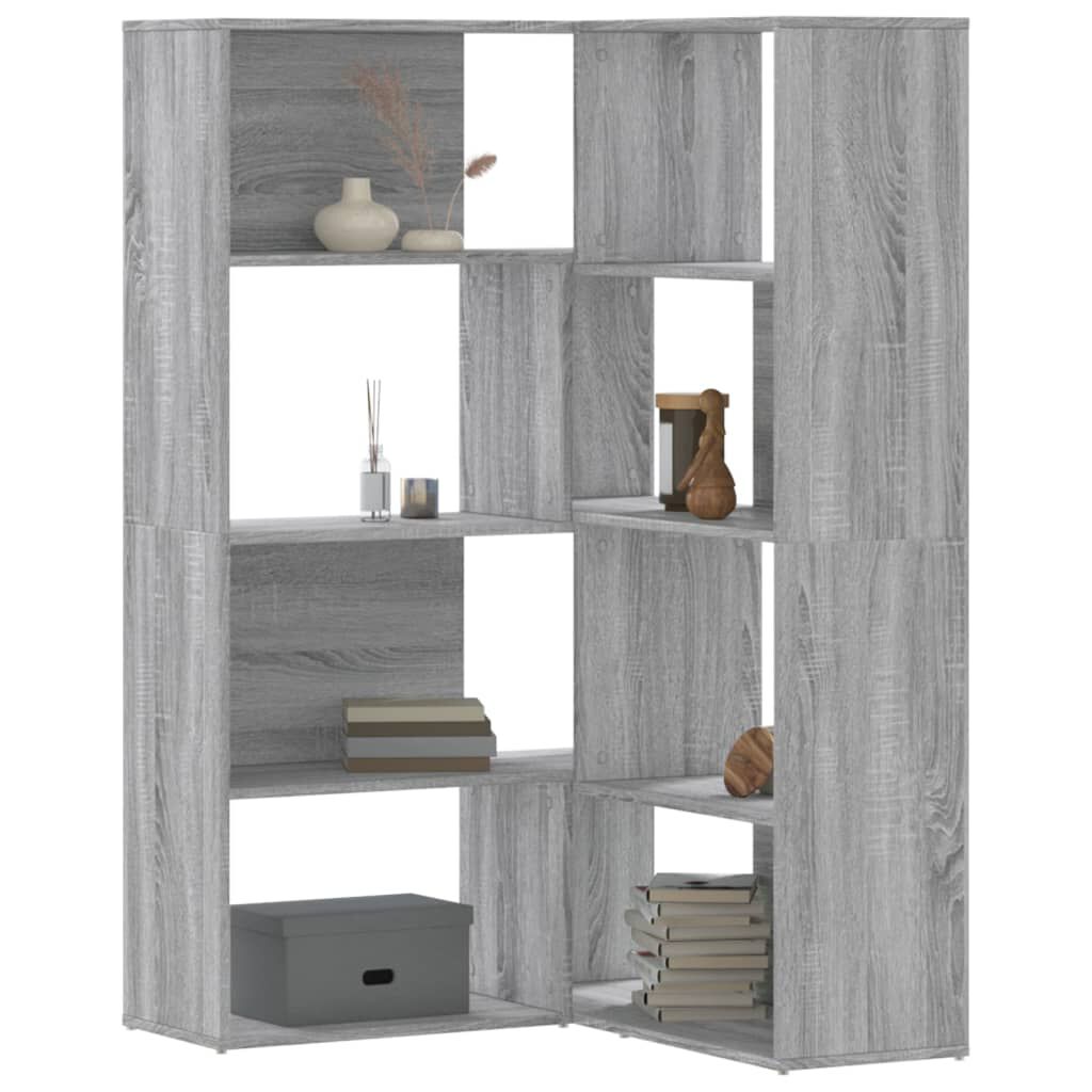 vidaXL Βιβλιοθήκη Γωνιακή 4 Επ. Γκρι Sonoma 85x85x140 εκ Επεξ. Ξύλο