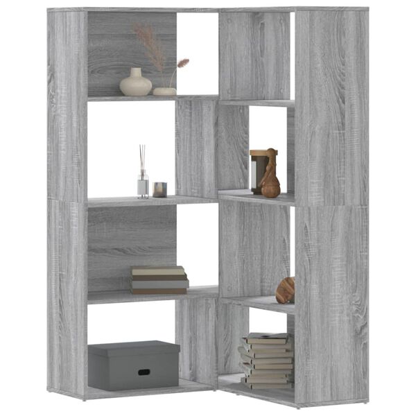 vidaXL Βιβλιοθήκη Γωνιακή 4 Επ. Γκρι Sonoma 85x85x140 εκ Επεξ. Ξύλο