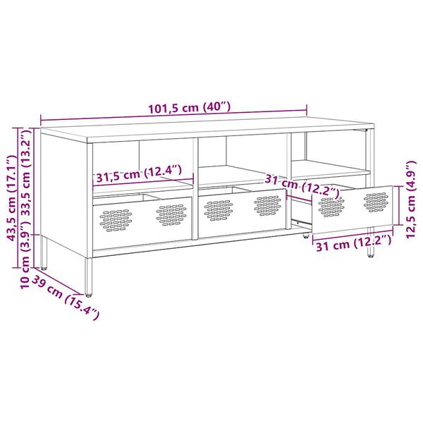 vidaXL Έπιπλο Τηλεόρασης Μουσταρδί 101,5x39x43,5 Ατσάλι Ψυχρής Έλασης