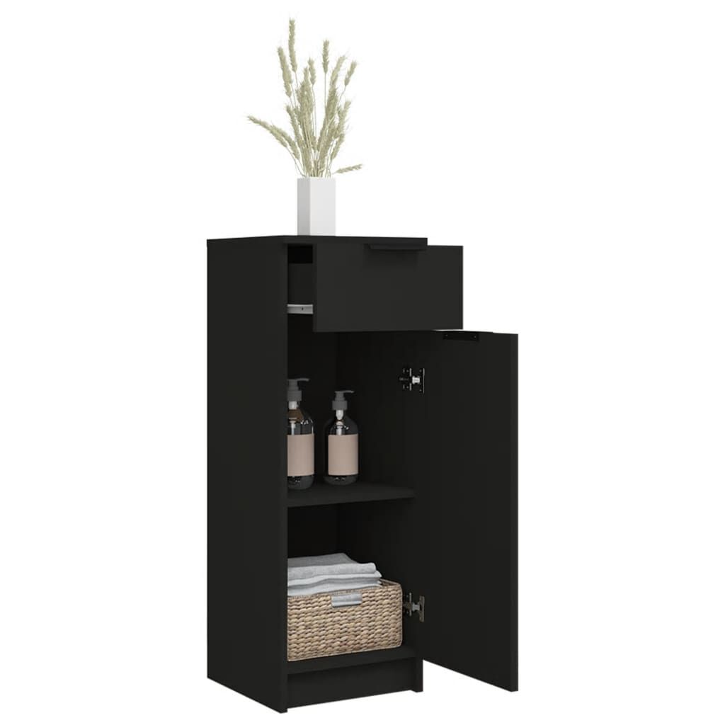 vidaXL Ντουλάπι Μπάνιου Μαύρο 32 x 34 x 90 εκ. από Επεξεργασμένο Ξύλο