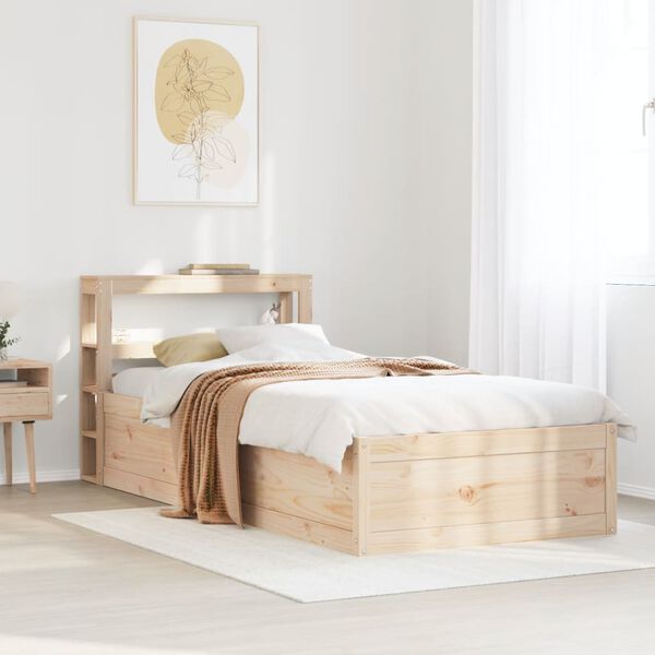 vidaXL Πλαίσιο Κρεβατιού με Κεφαλάρι 90 x 190εκ. από Μασίφ Ξύλο Πεύκου