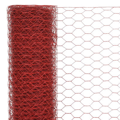 vidaXL Συρματόπλεγμα Εξάγωνο Κόκκινο 25x1 μ. Ατσάλι με Επικάλυψη PVC