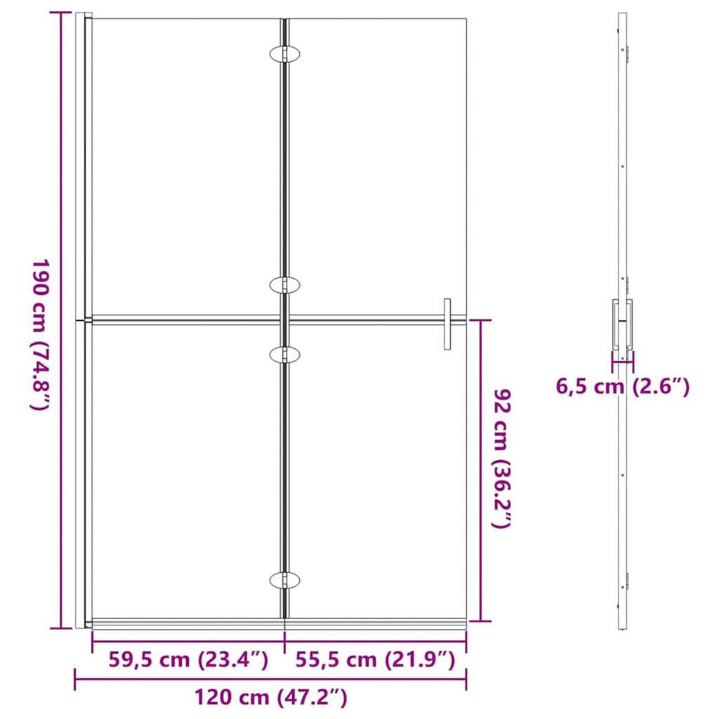 vidaXL Τοίχος ντους Walk-in Άλλο Χρυσό και διαφανές 120 x 190 cm