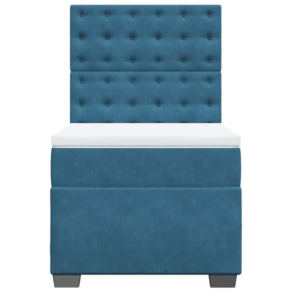 vidaXL Κρεβάτι Boxspring με Στρώμα Μπλε 80 x 200 εκ. Βελούδινο