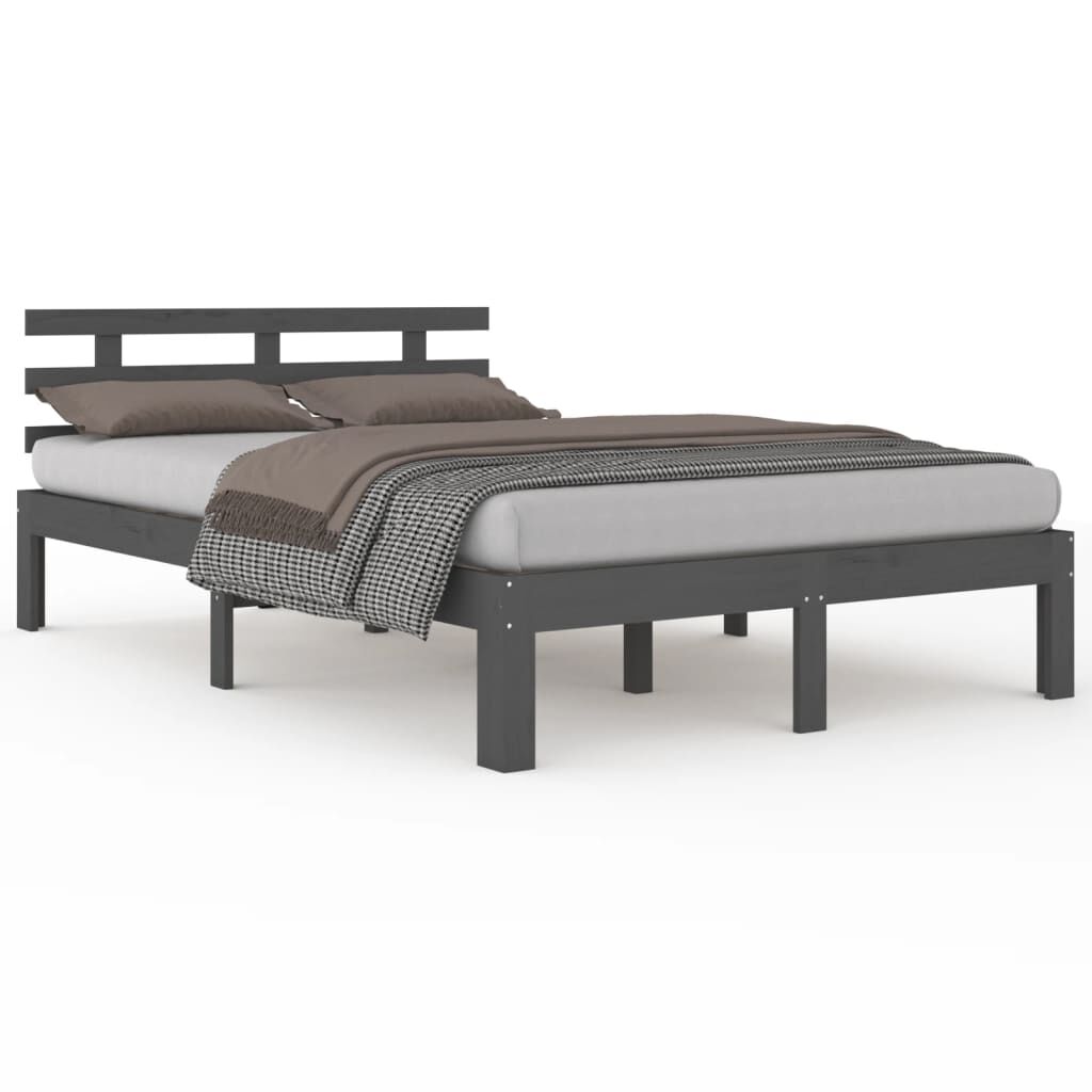 vidaXL Πλαίσιο Κρεβατιού Γκρι 150 x 200 εκ. Μασίφ Ξύλο King Size