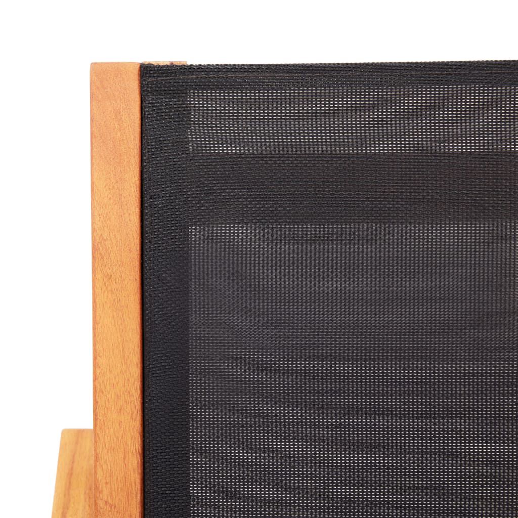 vidaXL Πολυθρόνα Κήπου Μαύρη από Μασίφ Ξύλο Ευκαλύπτου / Textilene