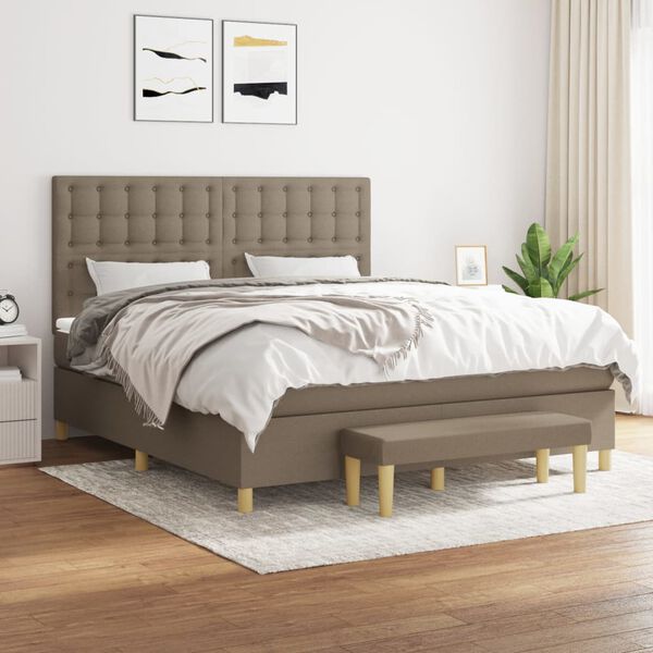 vidaXL &Kappa;&rho;&epsilon;&beta;ά&tau;&iota; Boxspring &mu;&epsilon; &Sigma;&tau;&rho;ώ&mu;&alpha; Taupe 160x200 &epsilon;&kappa;. &Upsilon;&phi;&alpha;&sigma;&mu;ά&tau;&iota;&nu;&omicron;