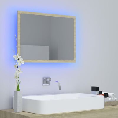 vidaXL Καθρέφτης Μπάνιου με LED Sonoma Δρυς 60x8,5x37 εκ. Ακρυλικός
