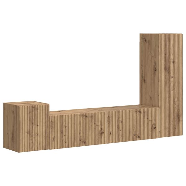 vidaXL &Sigma;&epsilon;&tau; &epsilon;&pi;ί&pi;&lambda;&omicron;&upsilon; &tau;&eta;&lambda;&epsilon;ό&rho;&alpha;&sigma;&eta;&sigmaf; 4 pcs Artisan Oak &Epsilon;&pi;&epsilon;&xi;&epsilon;&rho;&gamma;&alpha;&sigma;&mu;έ&nu;&omicron; &xi;ύ&lambda;&omicron;