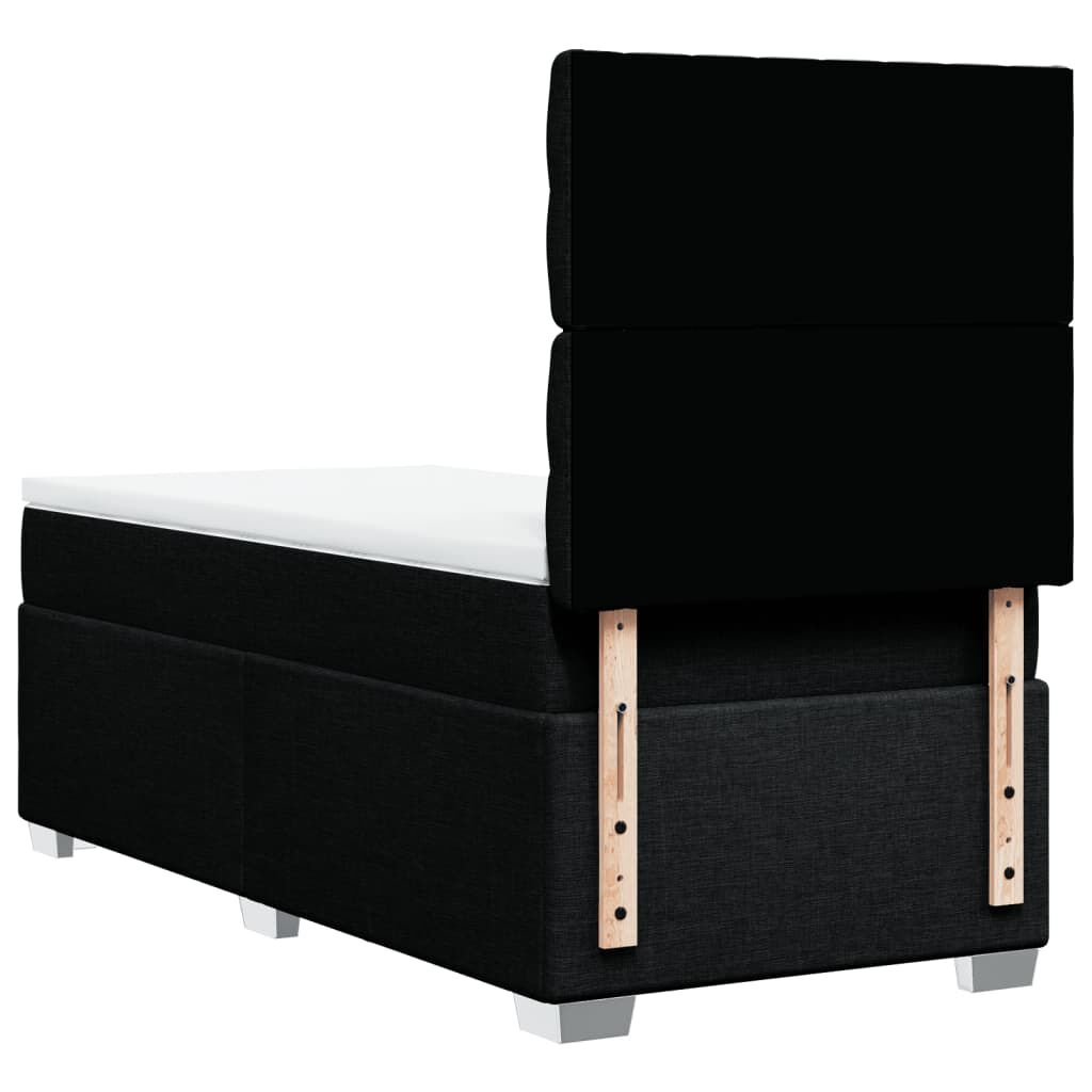 vidaXL Κρεβάτι Boxspring με Στρώμα Μαύρο 90x200 εκ. Υφασμάτινο