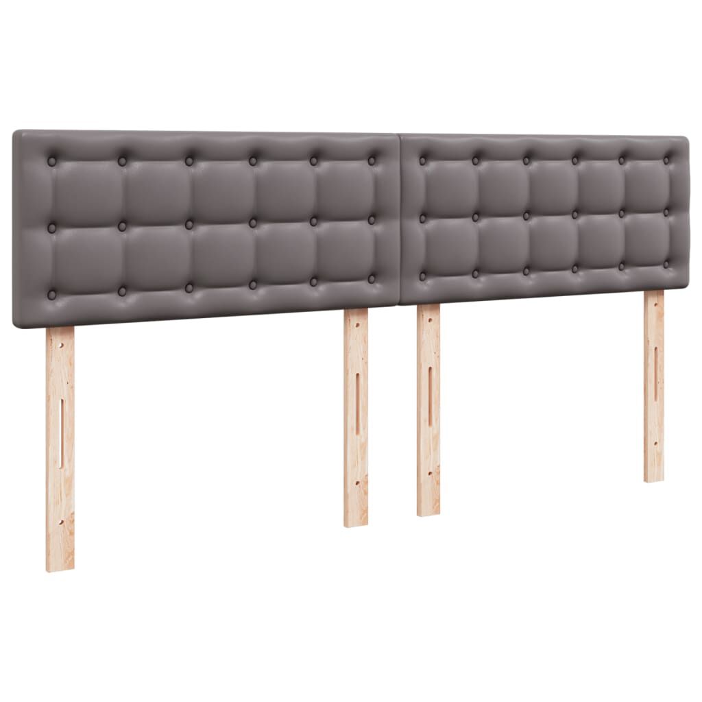 vidaXL Κρεβάτι Boxspring με Στρώμα Γκρι 200x200 εκ. Συνθετικό Δέρμα