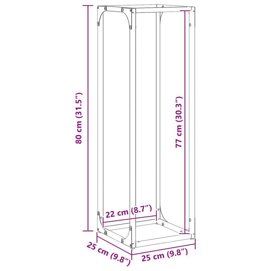 vidaXL Ράφι για καυσόξυλα Ελαιοπράσινο 25x25x80cm Ατσάλι ψυχρής έλασης