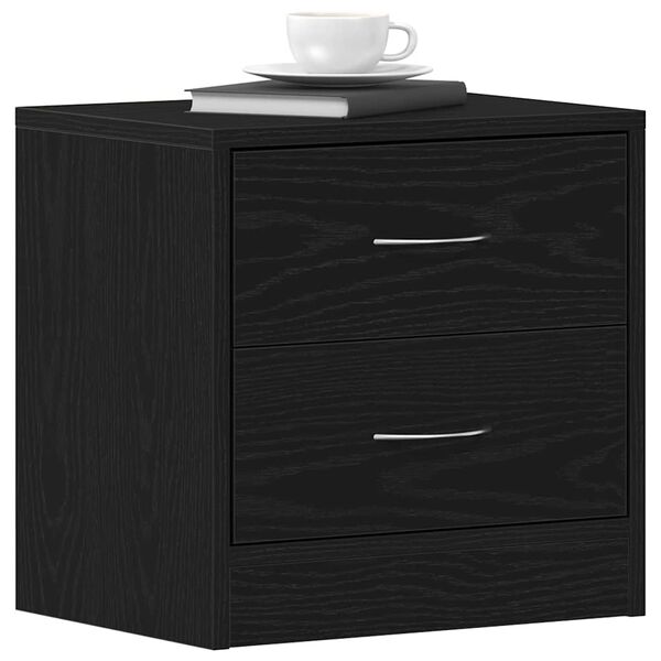 vidaXL Κομοδίνο Μαύρο Δρυς 40 x 30 x 40 εκ. από Επεξεργασμένο Ξύλο
