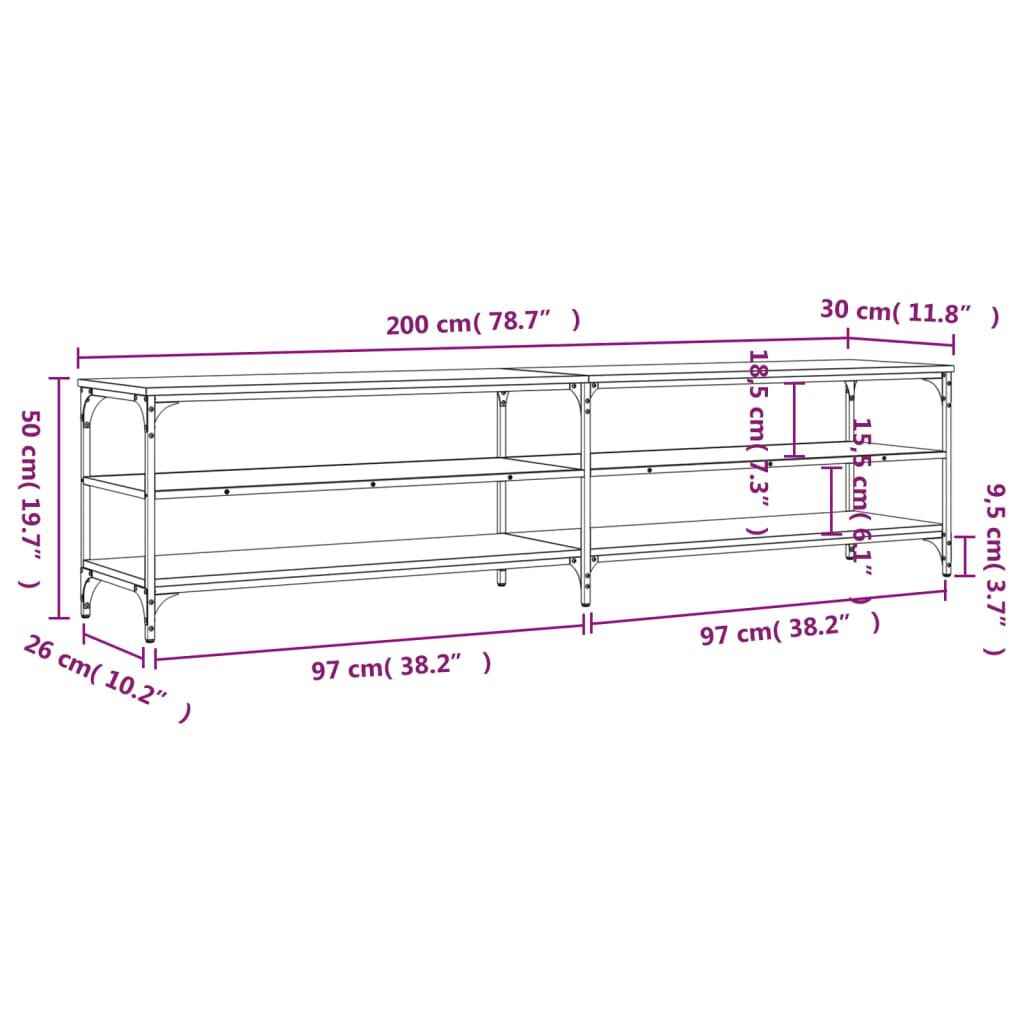 vidaXL Έπιπλο Τηλεόρασης Sonoma Δρυς 200x30x50 εκ. Επεξ. Ξύλο