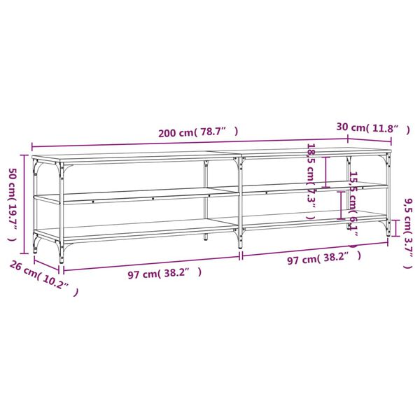 vidaXL Έπιπλο Τηλεόρασης Sonoma Δρυς 200x30x50 εκ. Επεξ. Ξύλο