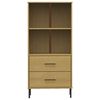 vidaXL Βιβλιοθήκη OSLO με 2 Συρτάρια Καφέ 60x35x128,5 εκ. Μασίφ Ξύλο