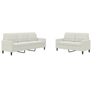 vidaXL Πολυθρόνες Σετ 2 Τεμαχίων Κρεμ από Βελούδο με Μαξιλάρια