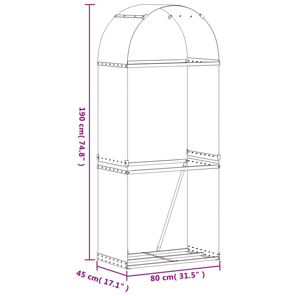 vidaXL Ξυλοθήκη Ανθρακί 80x45x190 εκ. από Γαλβανισμένο Ατσάλι