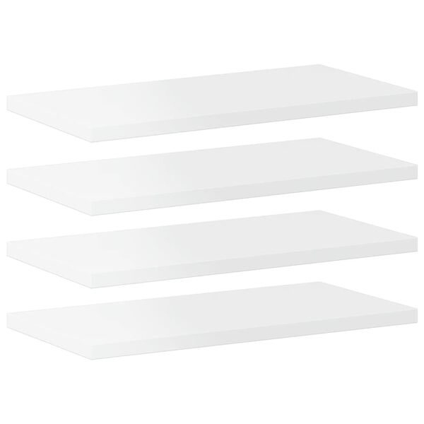 vidaXL Ράφια Βιβλιοθήκης 4 τεμ. Γυαλ. Λευκό 40x20x1,5 εκ. Επεξ.Ξύλο
