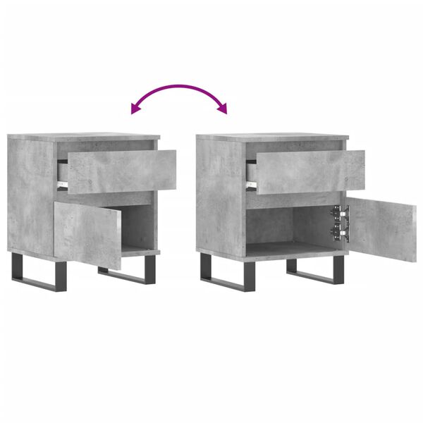 vidaXL Κομοδίνο Γκρι Σκυροδέματος 40 x 35 x 50 εκ. από Επεξεργ. Ξύλο