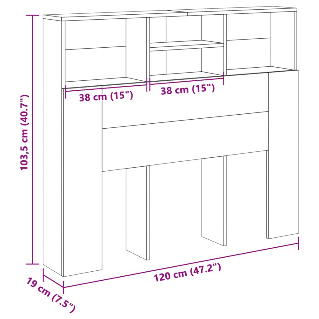 vidaXL Κεφαλάρι Με Αποθηκευτικό Χώρο 120x19x103,5 εκ. Επεξ. Ξύλο