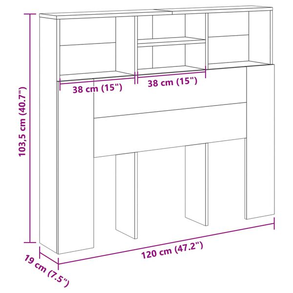 vidaXL Κεφαλάρι Με Αποθηκευτικό Χώρο 120x19x103,5 εκ. Επεξ. Ξύλο