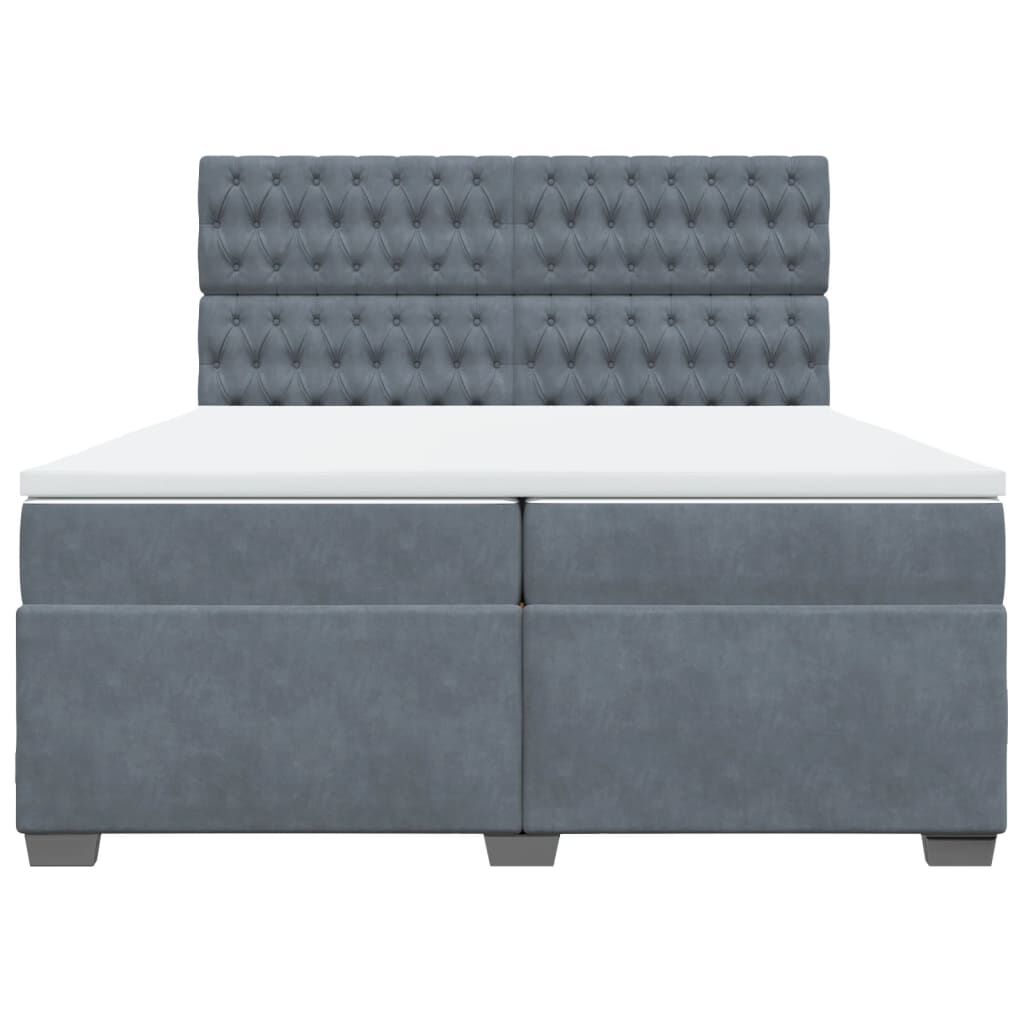 vidaXL Κρεβάτι Boxspring με Στρώμα Σκούρο Γκρι 200x200 εκ. Βελούδινο