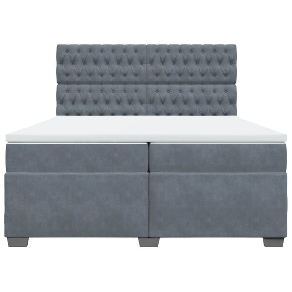 vidaXL Κρεβάτι Boxspring με Στρώμα Σκούρο Γκρι 200x200 εκ. Βελούδινο