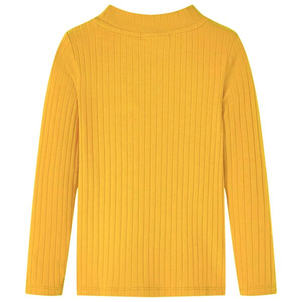 Μπλουζάκι Παιδικό Μακρυμάνικο Πλέξη Ριμπ Χρώμα Σκούρα Ώχρα 140