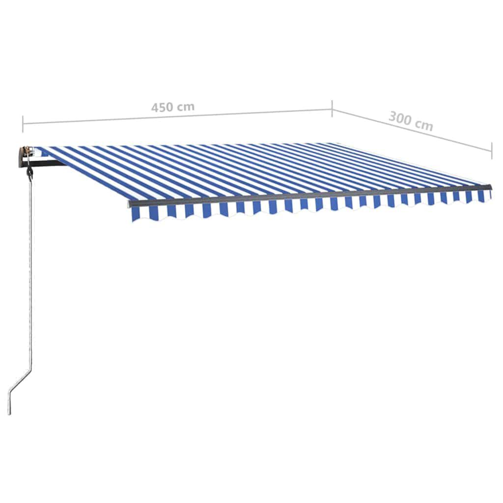 vidaXL Τέντα Συρόμενη Χειροκίνητη με LED Μπλε / Λευκό 450 x 300 εκ.