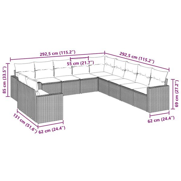 vidaXL &Sigma;&alpha;&lambda;ό&nu;&iota; &Kappa;ή&pi;&omicron;&upsilon; &Sigma;&epsilon;&tau; 11 &Tau;&epsilon;&mu;&alpha;&chi;ί&omega;&nu; &Mu;&alpha;ύ&rho;&omicron; &Sigma;&upsilon;&nu;&theta;&epsilon;&tau;&iota;&kappa;ό &Rho;&alpha;&tau;ά&nu; &mu;&epsilon; &Mu;&alpha;&xi;&iota;&lambda;ά&rho;&iota;&alpha;