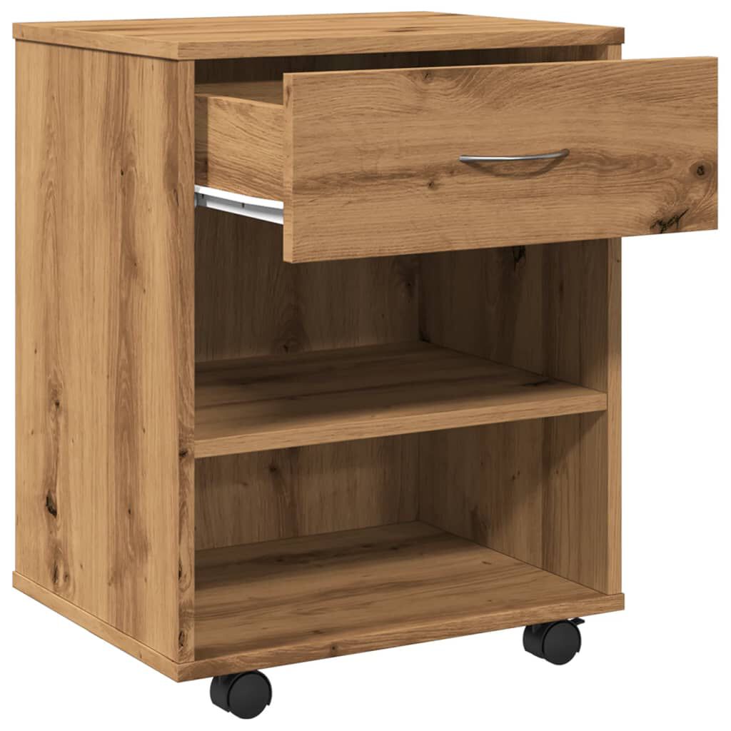 vidaXL Ντουλάπι Τροχήλατο Αρτισιανή Δρυς 46x36x59 εκ. Επεξεργ. Ξύλο