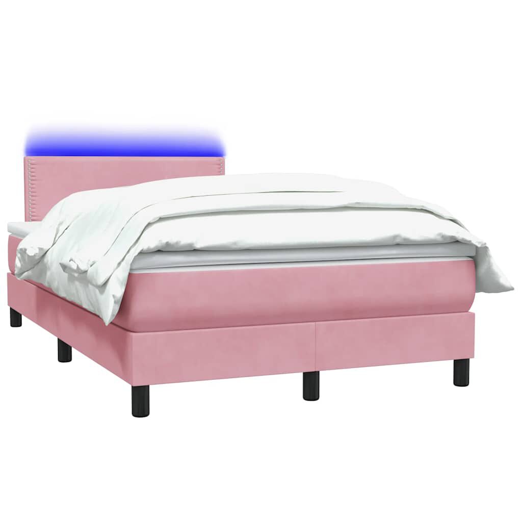 vidaXL Box Spring κρεβάτι με στρώμα ροζ 120x220 cm Βελούδινο