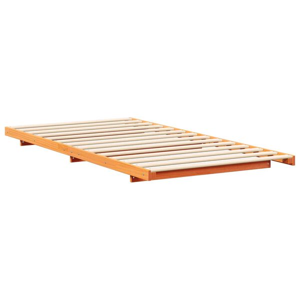 vidaXL Κρεβάτι δαπέδου Καφέ κεριού 100 x 210 cm Μασίφ ξύλο πεύκου