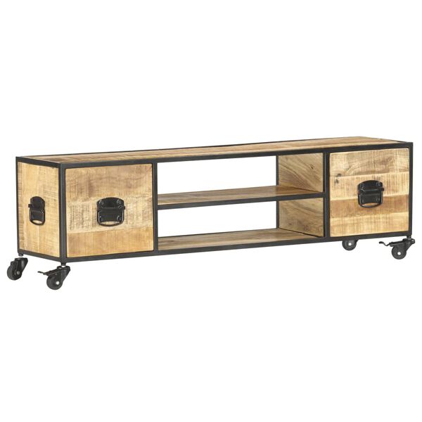 vidaXL Έπιπλο Τηλεόρασης 130 x 30 x 39 εκ. από Μασίφ Ξύλο Μάνγκο