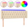 vidaXL Κεφαλάρι Κρεβατιού LED Κρεμ 147x16x78/88 εκ. Υφασμάτινο