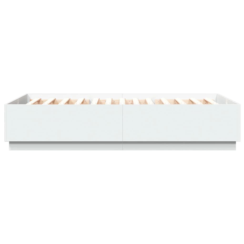 vidaXL Πλαίσιο Κρεβατιού με LED Λευκό 160x200 εκ. Επεξεργ. Ξύλο
