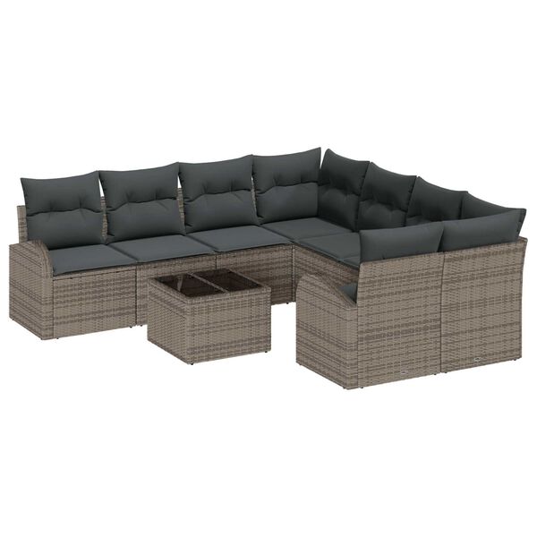 vidaXL Σετ Καναπέ Κήπου 9 pcs Γκρι και Σκούρο Γκρι 55 x 55 x 37 εκ