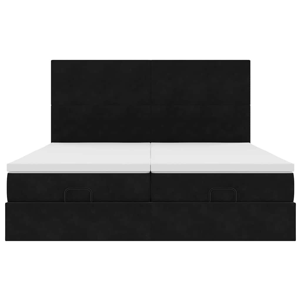 vidaXL Οθωμανικό κρεβάτι με στρώματα Μαύρο 160x200cm Velvet