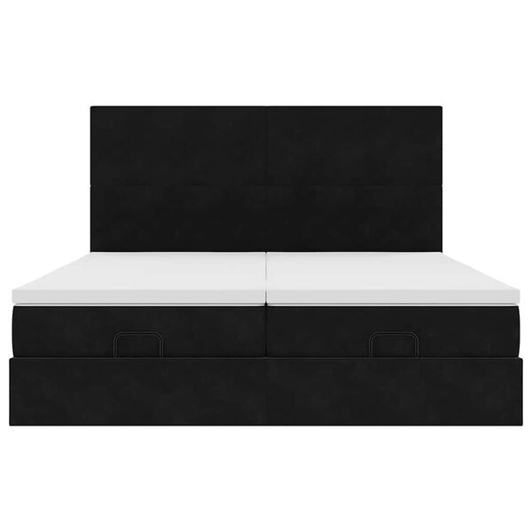 vidaXL Οθωμανικό κρεβάτι με στρώματα Μαύρο 160x200cm Velvet
