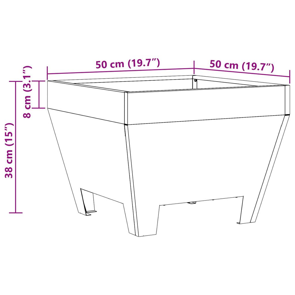 vidaXL Τετράγωνο Τζάκι 50x50x30 εκ. Σαθρού Χάλυβα