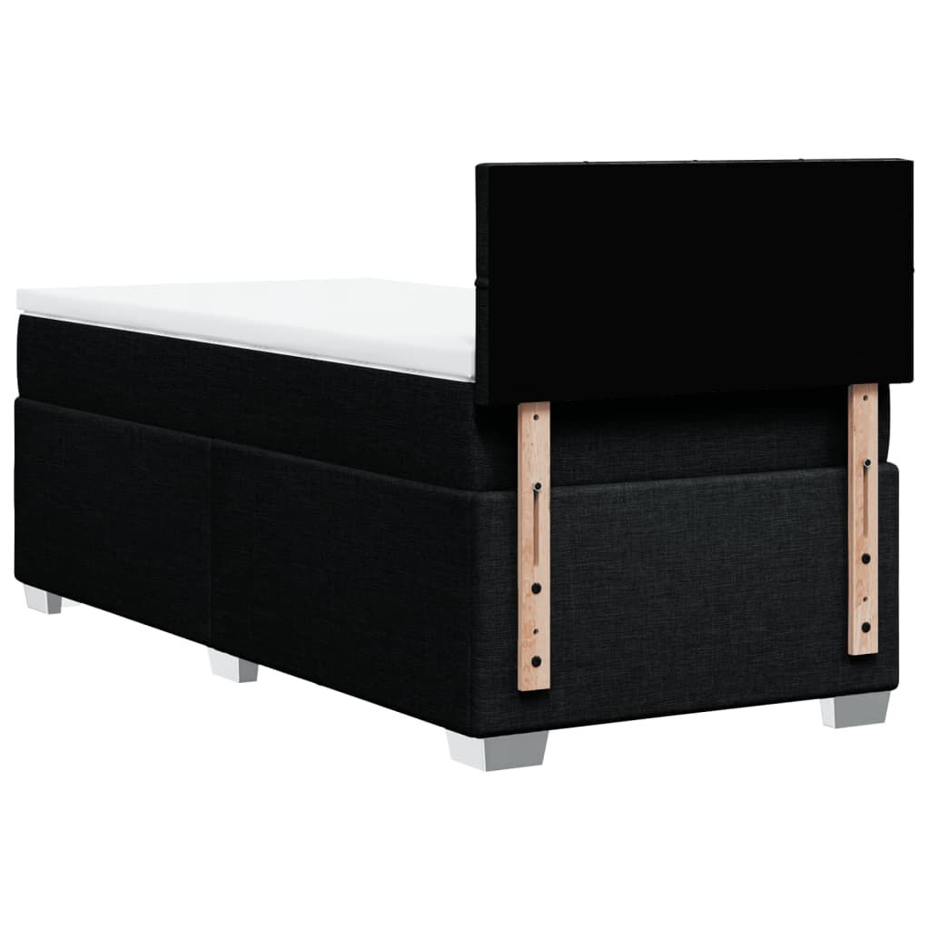 vidaXL Κρεβάτι Boxspring με Στρώμα Μαύρο 100 x 200 εκ. Υφασμάτινο