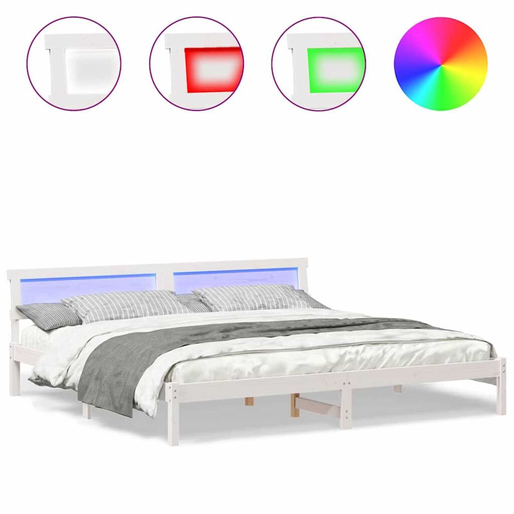 vidaXL Σκελετός Κρεβατιού Λευκό 180 x 200 cm Μασίφ ξύλο πεύκου