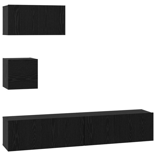 vidaXL Σετ TV Άλλο με αποθήκευση με πόρτα 4 pcs Μαύρη Δρυς 80 x 30 x 30 εκ.