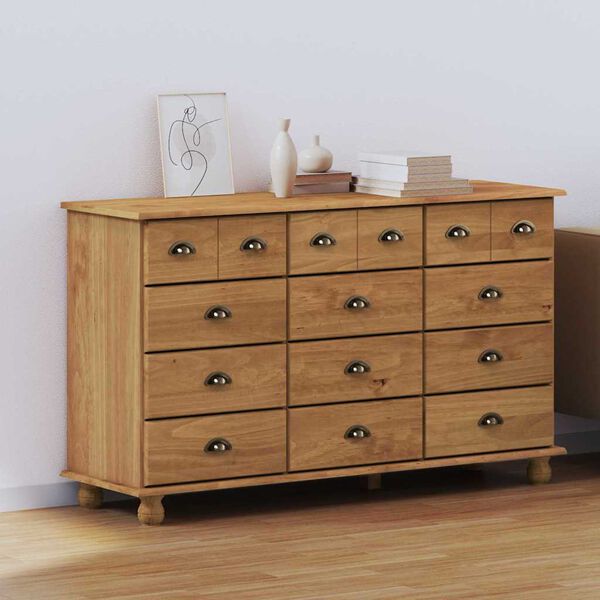 vidaXL Συρταριέρα ASKIM Καφέ 79 x 40 x 133.5 εκ Μασίφ ξύλο πεύκου