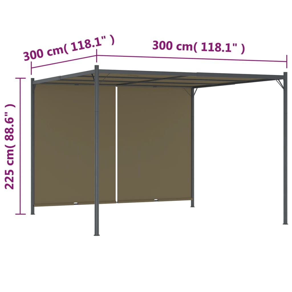 vidaXL Πέργκολα Κήπου με Πτυσσόμενη Οροφή Taupe 3 x 3 μ. 180 γρ/μ²