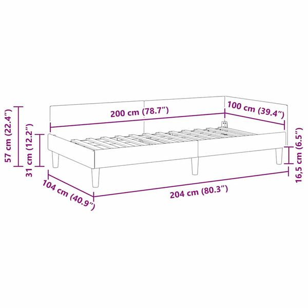 vidaXL Πλαϊνό Κρεβάτι Ροζ 100 x 200 cm Βελούδο και Στιβαρή ξυλεία