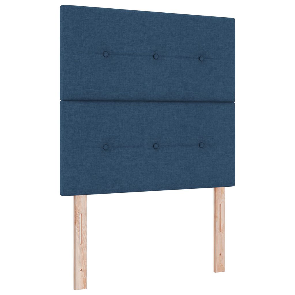 vidaXL Κρεβάτι Box Spring με Στρώμα & Πάγκο Μπλε 90x190 εκ. Υφάσματος