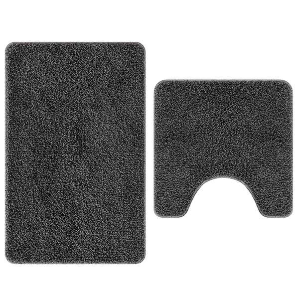 vidaXL Πατάκι μπάνιου 2 pcs Σκούρο γκρι 50 x 50 cm Πολυπροπυλένιο