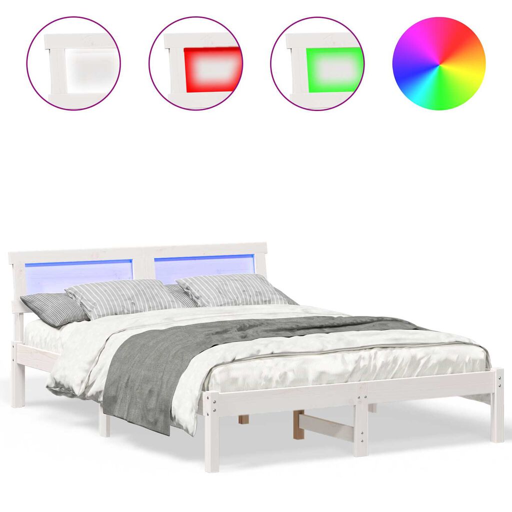 vidaXL Σκελετός Κρεβατιού Λευκό 135 x 190 cm Συμπαγές ξύλο πεύκου